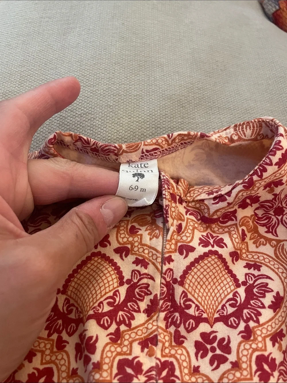 kate quinn Set of Footies Set in Rust and Cream Floral